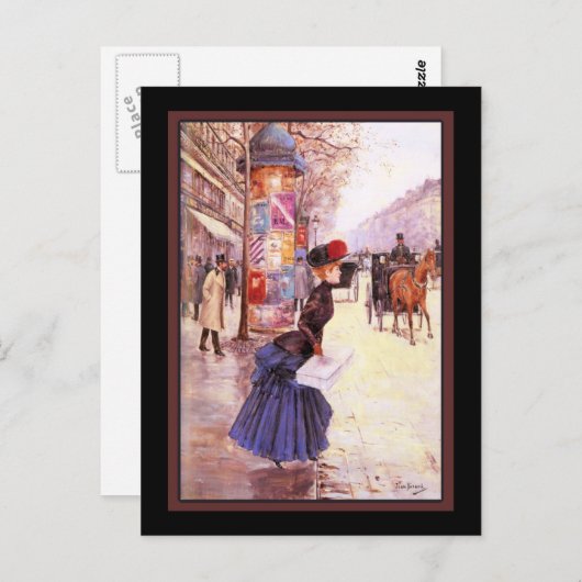  Franse vrouw winkelen Briefkaart (Voorkant / Achterkant)