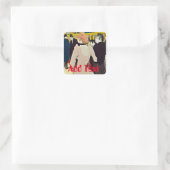 Franse vrouwen lopen, voeg tekst toe, Square Stick Vierkante Sticker (Tas)