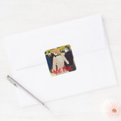Franse vrouwen lopen, voeg tekst toe, Square Stick Vierkante Sticker (Envelop)