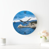 Franse vuurtoren op een foto van een witte klif grote klok (Huis)