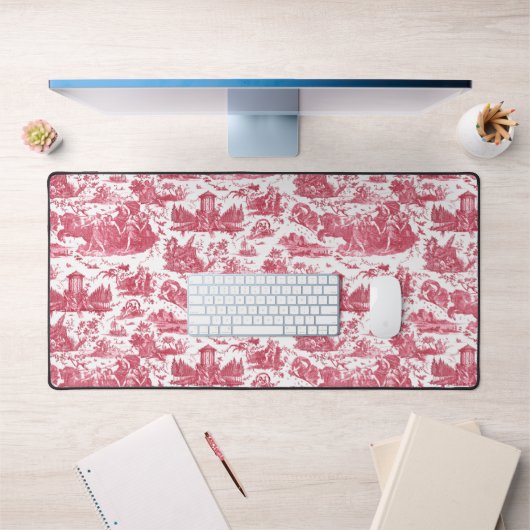  Franse wagen van Dawn Toile de Jouy-Pink Bureaumat (Kantoor 1)