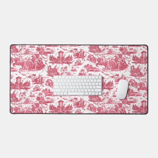  Franse wagen van Dawn Toile de Jouy-Pink Bureaumat (Keyboard & Muis)