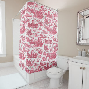  Franse wagen van Dawn Toile de Jouy-Pink Douchegordijn