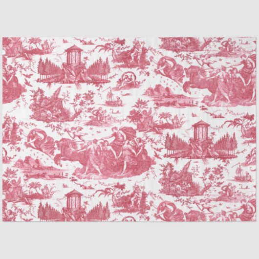  Franse wagen van Dawn Toile de Jouy-Pink Tissuepapier (Voorkant)