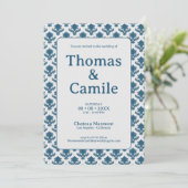 Franse wandtapijten Blauw en wit bruiloft Kaart (Staand voorkant)