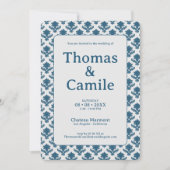 Franse wandtapijten Blauw en wit bruiloft Kaart (Voorkant)