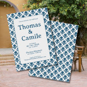 Franse wandtapijten Blauw en wit bruiloft Kaart