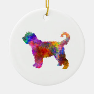 Franse waterhond in waterverf keramisch ornament