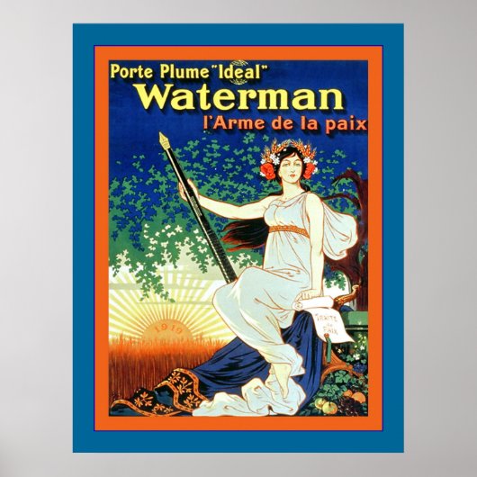 Franse Waterman Pen ~  Adverteren Poster (Voorkant)