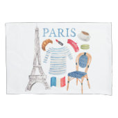 Franse Waterverf Doodles Pillowcase Kussensloop (Voorkant)