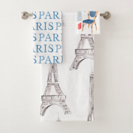 Franse Waterverf Doodles Towel Set Parijs Bad Handdoek