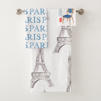 Franse Waterverf Doodles Towel Set Parijs Bad Handdoek