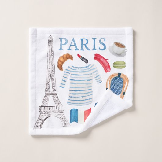 Franse Waterverf Doodles Towel Set Parijs Bad Handdoek (Wasdoekje)