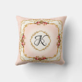  Franse Waterverf Rozen Girl Monogram Kussen (Achterkant)