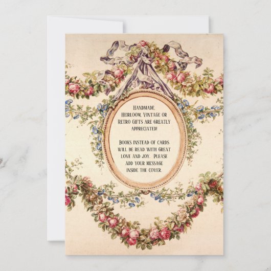  Franse Waterverf Rozen in Bloemenwijnstokken Kaart (Achterkant)