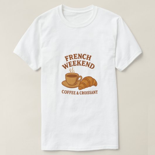 Franse Weekend T-shirt – Koffie & Croissant (Design voorkant)