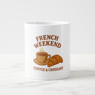 Franse Weekend T-shirt – Koffie & Croissant Grote Koffiekop