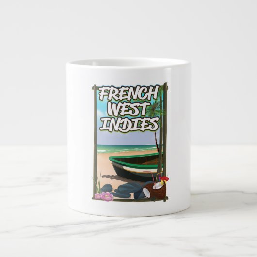 Franse West-Indië strand reisposter Grote Koffiekop (Voorkant)