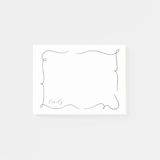 Franse Whimsical Script Aangepaste Naam Post-it® Notes (Voorkant)