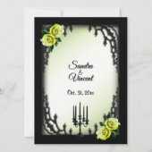 Franse wijk Gothic 4 hoek groen Roos bruiloft Kaart (Achterkant)