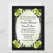 Franse wijk Gothic 4 hoek groen Roos bruiloft Kaart (Voorkant)