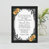 Franse wijk Gothic geel rose wit bruiloft Kaart (Staand voorkant)