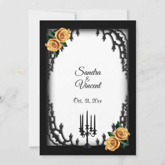 Franse wijk Gothic geel rose wit bruiloft Kaart (Achterkant)