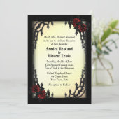 Franse wijk gotische rode roos op geel kaart (Staand voorkant)