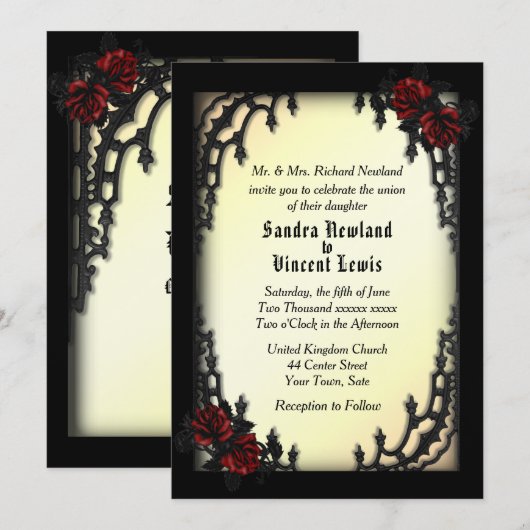 Franse wijk gotische rode roos op geel kaart (Voorkant / Achterkant)