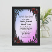 Franse wijk gotische rode roos op paars kaart (Staand voorkant)