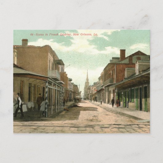 Franse wijk, New Orleans 1910 Vintage Briefkaart (Voorkant)