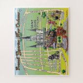 Franse wijk New Orleans Cartoon kaart Legpuzzel (Verticaal)