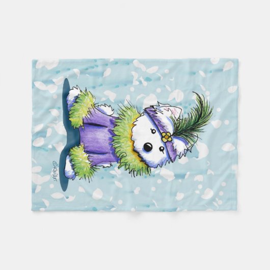 Franse wijk Westie KiniArt Fleece Deken (Voorkant (Horizontaal))