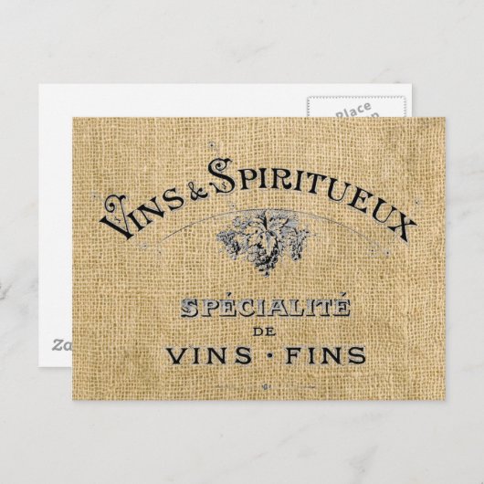 Franse wijn op Burlap Briefkaart (Voorkant / Achterkant)
