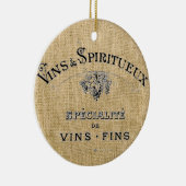 Franse wijn op Burlap Keramisch Ornament (Rechts)