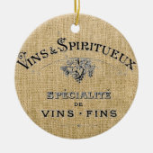 Franse wijn op Burlap Keramisch Ornament (Voorkant)