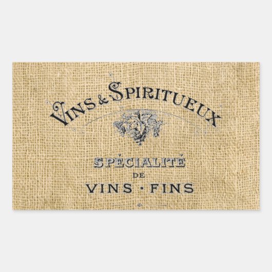 Franse wijn op Burlap Rechthoekige Sticker (Voorkant)