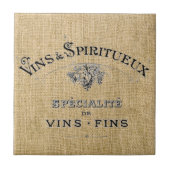Franse wijn op Burlap Tegeltje (Voorkant)