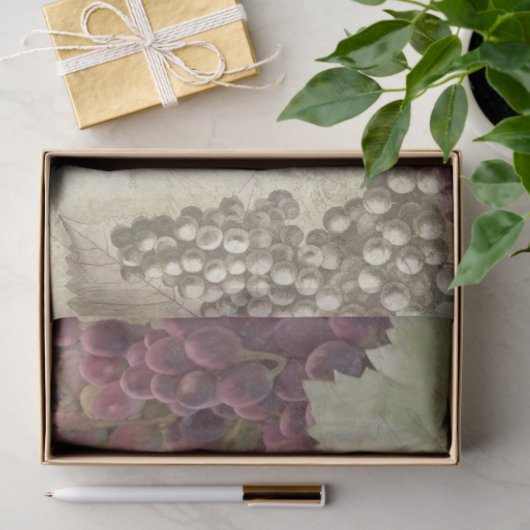 Franse wijngaard Chateau druiven script Ephemera Tissuepapier (Geschenk)