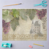 Franse wijngaard Chateau druiven script Ephemera Tissuepapier (Craft)
