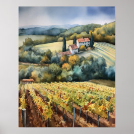 Franse wijngaard Landscape Art Print Poster