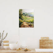 Franse wijngaard Landscape Art Print Poster (Keuken)