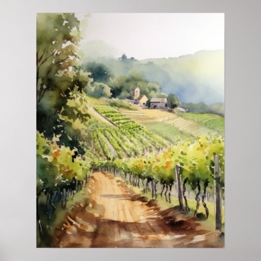 Franse wijngaard Landscape Art Print Poster (Voorkant)
