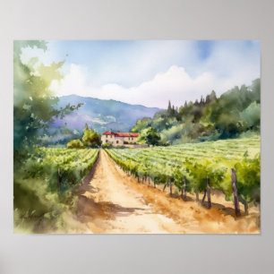 Franse wijngaard Landscape Art Print Poster