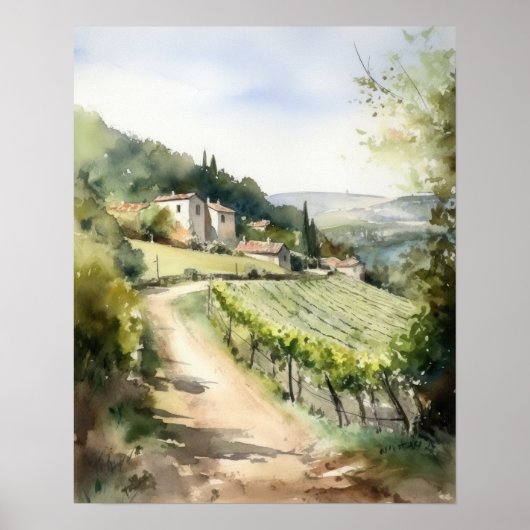 Franse wijngaard Landscape Art Print Poster (Voorkant)