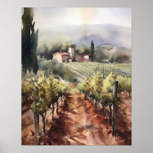 Franse wijngaard Landscape Art Print Poster