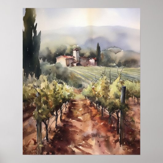 Franse wijngaard Landscape Art Print Poster (Voorkant)
