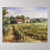 Franse wijngaard Landscape Art Print Poster (Voorkant)