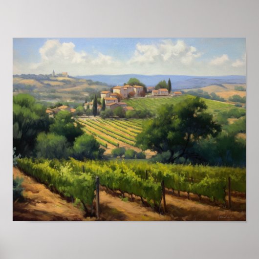 Franse wijngaard Landscape Art Print Poster (Voorkant)