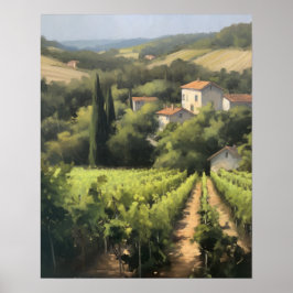 Franse wijngaard Landscape Art Print Poster